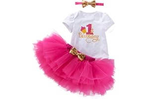 Gaga city 3 Pezzi Abiti Vestito Bambina Neonata Primo Compleanno Abbigliamento Principesse Manica Corta Pagliaccetto+Tutu Gonna+Fascia