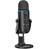 ZealSound Microfono PC, 3 Capsule, 4 Modelli di Pickup, USB Microfoni per Computer da Studio con Mute/Monitor/Cancellazione d