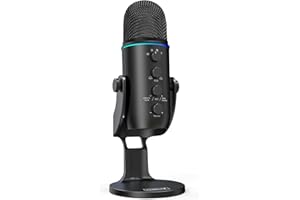 ZealSound Microfono PC, 3 Capsule, 4 Modelli di Pickup, USB Microfoni per Computer da Studio con Mute/Monitor/Cancellazione del Rumore, Microfono a Condensatore per Podcast di Gioco Streaming su Mac