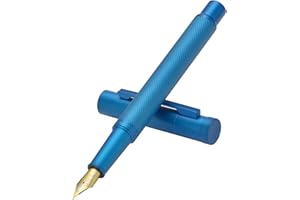 EROFA Hongdian Penna stilografica con pennino fine, design classico, set con converter e custodia in metallo, colore: blu