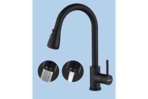 Wasserhahn Küche Ausziehbar,Hochdruck Küchenarmatur mit Herausziehbarer Brause Mischbatterie Küche mit 3 Funktionen 360°Drehbar,Kitchen Faucet Zwei Sprühfunktionen(Schwarz)