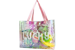 TotePrint Holografische PVC Handtasche - Durchsichtige Transparente Tasche mit Buchstaben-Muster, Stadion-Zulassung (1 Stück)
