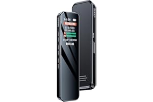 FLITI Dictaphone numérique 64Go, Enregistrement en Une Touche, Commande vocale, 1536 kbps HD enregistreur Vocal Portable, Lecture Microphone, pour interviews Classes conférence