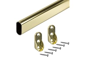 Gedotec Guardaroba guardaroba guardaroba ottone | Asta per armadio 1500 mm OVAL | Tubo metallico vintage | Tubo per mobili 30 x 15 mm | Incl. 2 fissaggi | 1 Pezzo