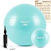 PhysKcal Pilates Ball 21.7/25.6/29.5/85 cm Anti-Puncture, Includes Pump | For fitness, physiotherapy, home, gym and office. I