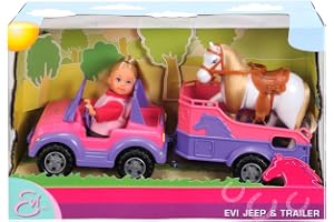 Simba 105737460 - Evi LOVE Hästtransport - Evi i Sin Jeep med Hästtransport och Ponny, 33 cm, Från 3 år
