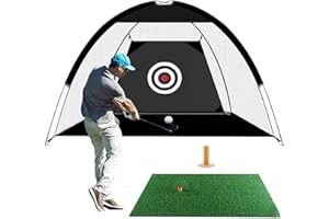 JARAGAR Golf Practice Net, 10 X 7 Ft Golf Hitting Nets for Garden Driving with Turf & Golf Tee, Golf Swing Chipping Training Equipment for Indoor Outdoor Use, Black,WJ1584