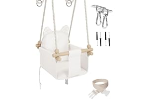 MAMOI® Columpio Bebe + Cinturón de Seguridad | 190-260cm Ajuste de la Altura del Techo | Columpios Infantiles Exterior Interior | Columpio niños | Columpio Madera | Columpio de Jardin | CE | 100% Eco