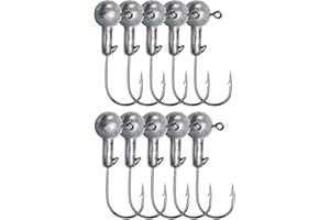 GIERZIJIA Lot de 10 hameçons à tête plombée - 1G/2G/3.5G/5G/6G/7G/9G - Boule ronde souple - Appât pour pêche en eau douce et salée - Pour bar
