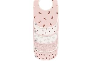 LÄSSIG Set di bavaglini per bambini (5 pezzi) con chiusura a strappo in cotone impermeabile/Value Pack Bib Little Forest Rabbit