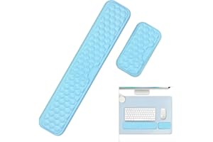 Giecy Keyboard Mouse Wrist Rest, Ergonomic Keyboard Support Pad Wrist Rest, with Soft PU Leather & Memory Foam Pain Relief for Home Office Computer Desks, Laptops, Gaming,Typing (Blue)