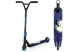 IMMEK Patinete Freestyle ABEC-9 Rodamientos, 2 Ruedas 100 mm Aluminio Núcleo de Rueda, 360° Trucos y Saltos, Apto para Niños y Adolescentes Mayores de 6 Años Carga Máxima 100 kg (Azul Negro)