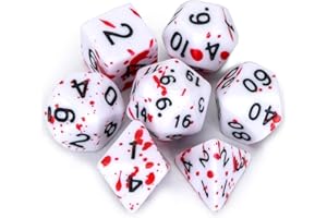 FLASHOWL Set di dadi D&D con puntini rossi spray irregolari Gioco di ruolo poliedrico Dadi da gioco D20 Dadi Dungeons and Dragons Dice Set di 7 (rosso)