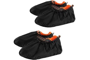 ‎AMISSZ 2 Paare Wasserdichte Überschuhe Rutschfeste Schuhüberzieher Wiederverwendbare Schuh Abdeckungen Stiefelabdeckungen Überschuhe Anti-Rutsch Sohle Staubdichte Überschuhe für Haushalt Teppich, Schwarz