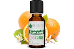 VOSHUILES.COM HUILES ESSENTIELLES & VEGETALES Voshuiles - Huile Essentielle Orange Douce Bio 10ml - Parfum Fruité et Frais - Nombreuses Vertus et Applications - Huiles Essentielles de Qualité - 100% Pure et Naturelle - HEBBD et Certifiée ECOCERT