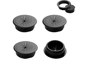VILBOCR 4PCS Flexible Desk Grommet,50mm/2 inch Desk Grommet Aperture,Data Cable Storage and Sorting Tools,Wire Cord Cable Grommets Hole Cover,for Office PC Desk Cable Cord Organizer (Black)