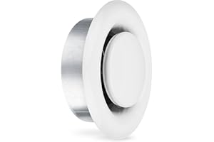 calimaero® TVSA Valvola a Disco Regolata 150mm, Griglia Ventilazione Bianca con Telaio di Montaggio, Lamiera d'acciaio, Regolazione continua del flusso d'aria, Robusta, Durevole, Bianco RAL9016