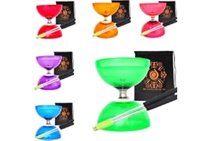 JUGGLE DREAM Quartz Triple Bearing Clutch Diabolo Set with Aluminium 'Metal' Sticks, Diabolo String and Cascade Carry Bag (Green with Silver Handsticks)
