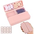 HANNEA® Pill Medicine Organizer Storage Box with 7 Compartments, Folding Design, Moisture-Proof Pill Box for Vitamin, Medicine, Pills, Supplements Holder Container, Pink