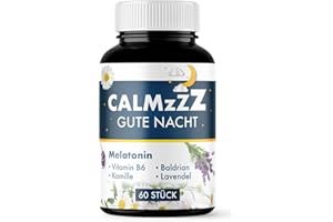 CALMZzz Gute Nacht - Melatonin Gummibärchen, 60 Stück | 0,5 mg Melatonin pro Fruchtgummi | Fruchtgummis mit Melatonin hochdosiert | Melatonin Gummies (1x)