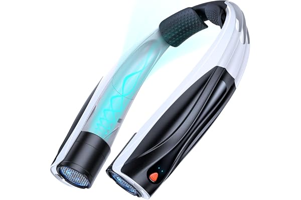 Lepwings Ventilateur de Cou, Autonomie 6–23h, 6 Vitesses, Silencieux & Confortable, USB-C Rechargeable, Batterie 6000 mAh, Ventilateur Tour de Cou pour Bureau, Sport, Voyage – Noir