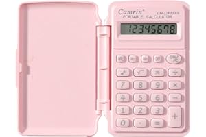 TOYHOOD Mini Calculators With Lid, Small Pocket Calculator Basic Calculator, Students Desktop Calculators, with Button Battery, for Home Office School (Pink)