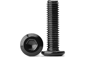 KONGKI 10 Pezzi M6 x 65mm di Bulloni a Testa Piatta Esagonale, in Acciaio Inossidabile 304 (18-8), Finitura Ossidata Nera, Viti di Connessione Per Mobili, Filettatura Completa
