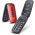 Panasonic KX-TU550 4G Essentials Clamshell Mobile Phone for Elderly, 1.2MP Camera, Senior Phone with Large 2.8" Display, 300 Hours Standby Time, Red