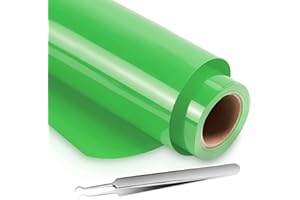 NCRGB Vinile Termoadesivo per Tessuti Verde Chiaro 30.5×305 cm(12 inch×10 feet,Pinzette Incluse)Rotolo in Vinile Termico Verde Chiaro per T-shirt,Altri Tessuti,Vinile Permanente Cricut Facile Da Tagliare