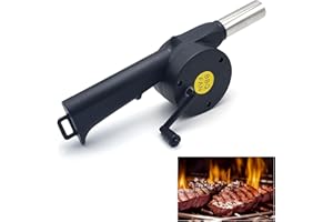 BullTek Ventilatore Ventola Manuale a Manovella per Barbecue - Soffiatore Portatile per Grigliate all'Aperto - Strumento per Cottura su Carbonella - Ideale per Campeggio e Picnic