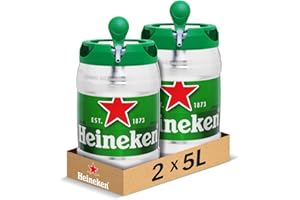 Heineken - Pack de 2 Fûts 5L - Bière Blonde 5° - Compatible Tireuse BeerTender, Utilisable sans Machine à Bière - Coffret Bières Pression à Domicile