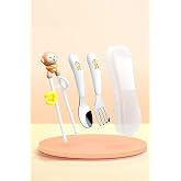 304 &Ccedil;elik Maymun Bebek &Ccedil;ocuk Kaşık &Ccedil;atal ve Chopstick Set cin771