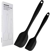 KitsKap Silicone Spatula Set 2 Pieces Heat Resistant Rubber Spatula for Nonstick Cookware BPA Free (Black)