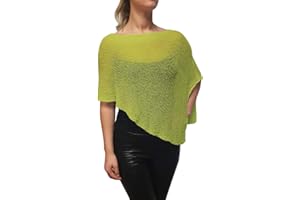 Ikat Mimosa Mujer Poncho Pequeño de Encaje Elástico Alas de Murciélago Cabo de Punto de Ganchillo Color Liso