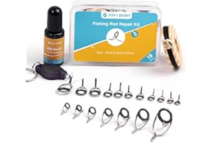 OJYDOIIIY Fishing Rod Eyelet Repair Kit Complete, Emergency Quick-Fix Fishing Pole Eyes Replacement Kit with Stainless Steel Guides for Spinning/Casting Rod