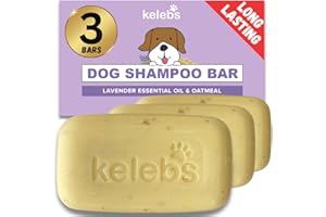 Kelebs Dog Shampoo for Sensitive Skin | Puppy Shampoo | Dog Shampoo for Itchy Skin and Smelly Dogs | All Natural Soap Bar with Lavender Oil | Oatmeal Dog Shampoo Bar | Zero Plastic Waste, Vegan 3PCS