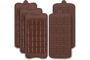 Cozihom Moldes de chocolate de silicona de grado alimenticio, molde de barra de chocolate, barra de compromiso, barra de cocao, molde de proteína de caramelo, 5 unidades