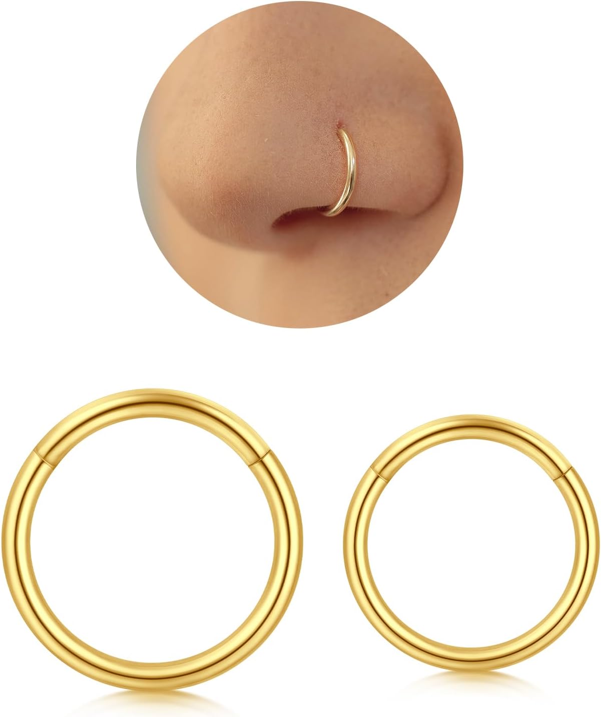 Longita 18G Hinged Clicker Segment Nariz Aros Anillos Acero Inoxidable Hombre Mujer Septum Labio Oreja Tragus Cartilage Helix Conch Piercing Joyería 3 Piezas