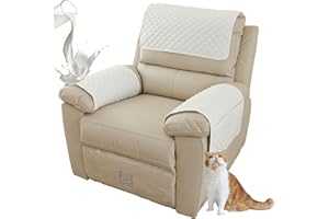 ZGDDPZA Armchair Arm Cover,Headrest Cover for Recliner Sofa Quilted Chair Arm Cover with Pockets Waterproof Non Slip Sofa Protectors Pet Dog (Beige,1 Seater 3pcs)