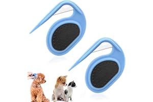 ‎MAGIHO Magiho 2 Stk Entfilzungsmesser Katze, 2024 Neue Flohkamm für Katzen mit Stahlklinge, Entfilzungskamm für Hunde Multifunktions Massage Haarentfernungskamm, zum Entfernen von verfilzten Haaren (Blau)
