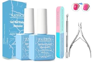 KAIYOCA Quitaesmalte de uñas en gel con empujador de cutículas y pinza para cutículas y lima de uñas, quitaesmalte de uñas en Acrylic Powder profesional, elimina el esmalte de uñas en 3-5 minutos(2Pcs Set)