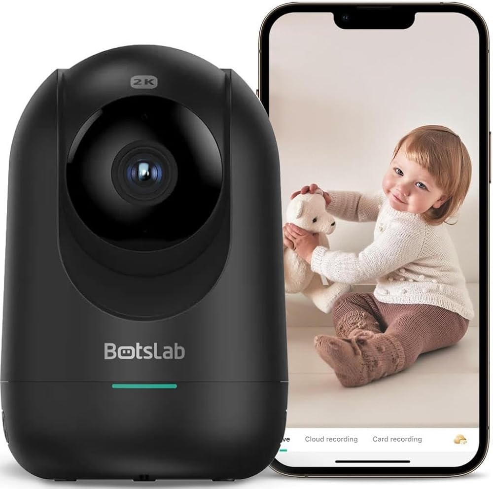 Botslab C211 2K Pro WiFi 360° Akıllı Güvenlik Kamerası Bebek Monitörü Evcil Hayvan Kamerası IP Kamera Yeni Versiyon Siyah