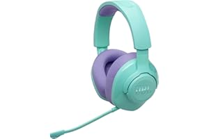 JBL Quantum 360 Słuchawki Bezprzewodowe Nauszne do Gier z Odłączanym Mikrofonem, Opcją Wyciszenia, 2,4 GHz, Bluetooth, 22 H Odtwarzania na Baterii, Kompatybilne z Wieloma Platformami, Kolor Cyan