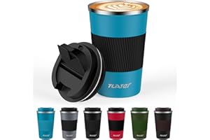 Tazza Termica, Tlater 380ml Tazza Termica Caffe con Coperchi a Tenuta Stagna - Tazza Termica da Viaggio - Acciaio Inox a Doppia Parete Sottovuoto Tazze Caffe per Bevande Calde e Fredde, Caffè e Tè