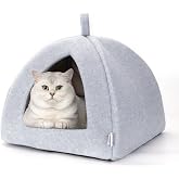 Nobleza Cat Bed for Dogs, Medium Washable Cat Cave Bed with Removable Cushion, Houses for Dogs 38 x 38 x 33 cm, Grey