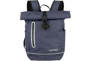Travelite Rolltop Rucksack wasserfest, Fahrradrucksack, Freizeitrucksack mit Rolltop Verschluss & Reflektoren, BASICS, 48 cm, 19 Liter