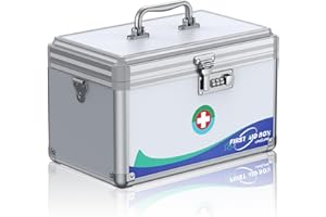 Uniclife Large Medicine Lock Box First Aid Box with Combination Lock, Lockable Medicine Storage Boxs for Medications, 30 x 17.8 x 19 (cm)