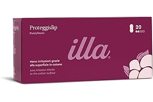ILLA CARE illa Proteggislip - Assorbenti Salvaslip con Superficie in Cotone al 100% - Proteggi Slip Anatomici - Per i Giorni del Ciclo di Flusso Leggero - Azione Odor Control - 1 Confezione da 20 Pezzi