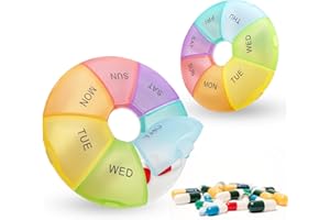 APKOL 2 Pezzi Porta Pillole Settimanale a 7 Scomparti, Portapillole Settimanale, Porta Pastiglie Settimanale, Porta Pillole Tasca, Portapillole Tascabile,Adatto Anziani, Viaggio,Arcobaleno