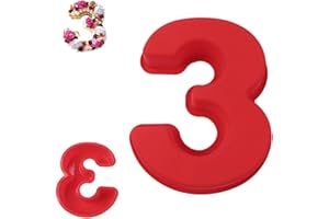 QEEYON 10 inch Large Silicone Number Cake Moulds, Number 3 Cake Tin Mould, Cake Pan Silicone Cake Tins for DIY Baking Birthday Wedding Anniversary, BPA Free, Non-Stick (Number 3)